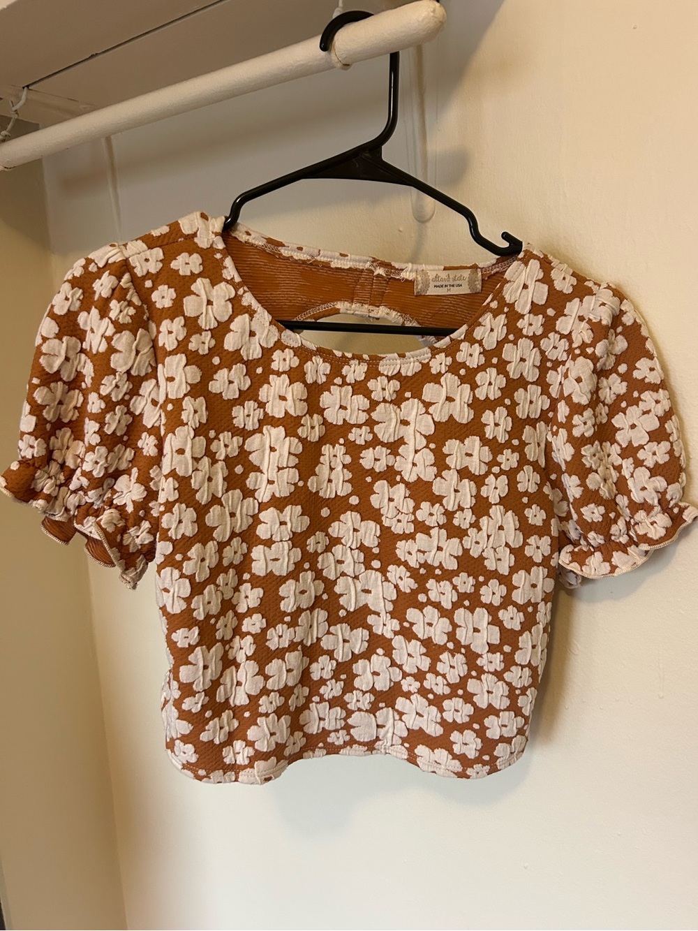 Altar'd State Open Back Puffed Sleeve Crop Top